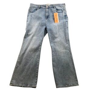 NWT Risen Los Angeles Womens Nina Jeans 3XL Ankle Flare Blue Light Denim Casual